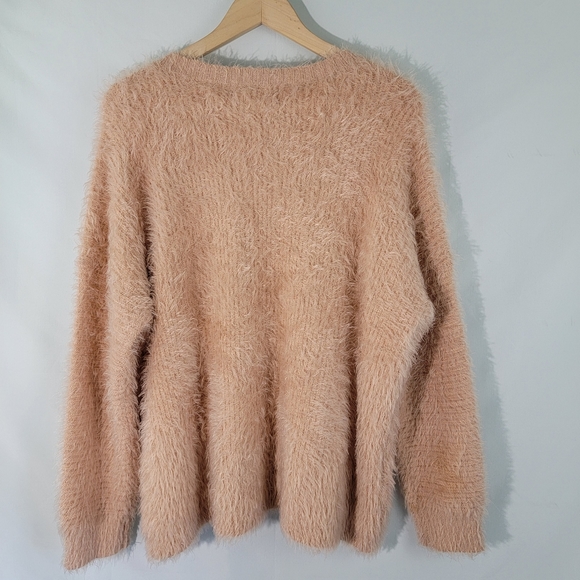 MINKPINK Pink Blush Crewneck Fuzzy Knit Pullover Sweater Size Large - Picture 6 of 10
